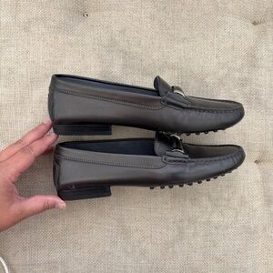 Tod's Women's 37.5 Dark Brown Loafers with Silver Hardware